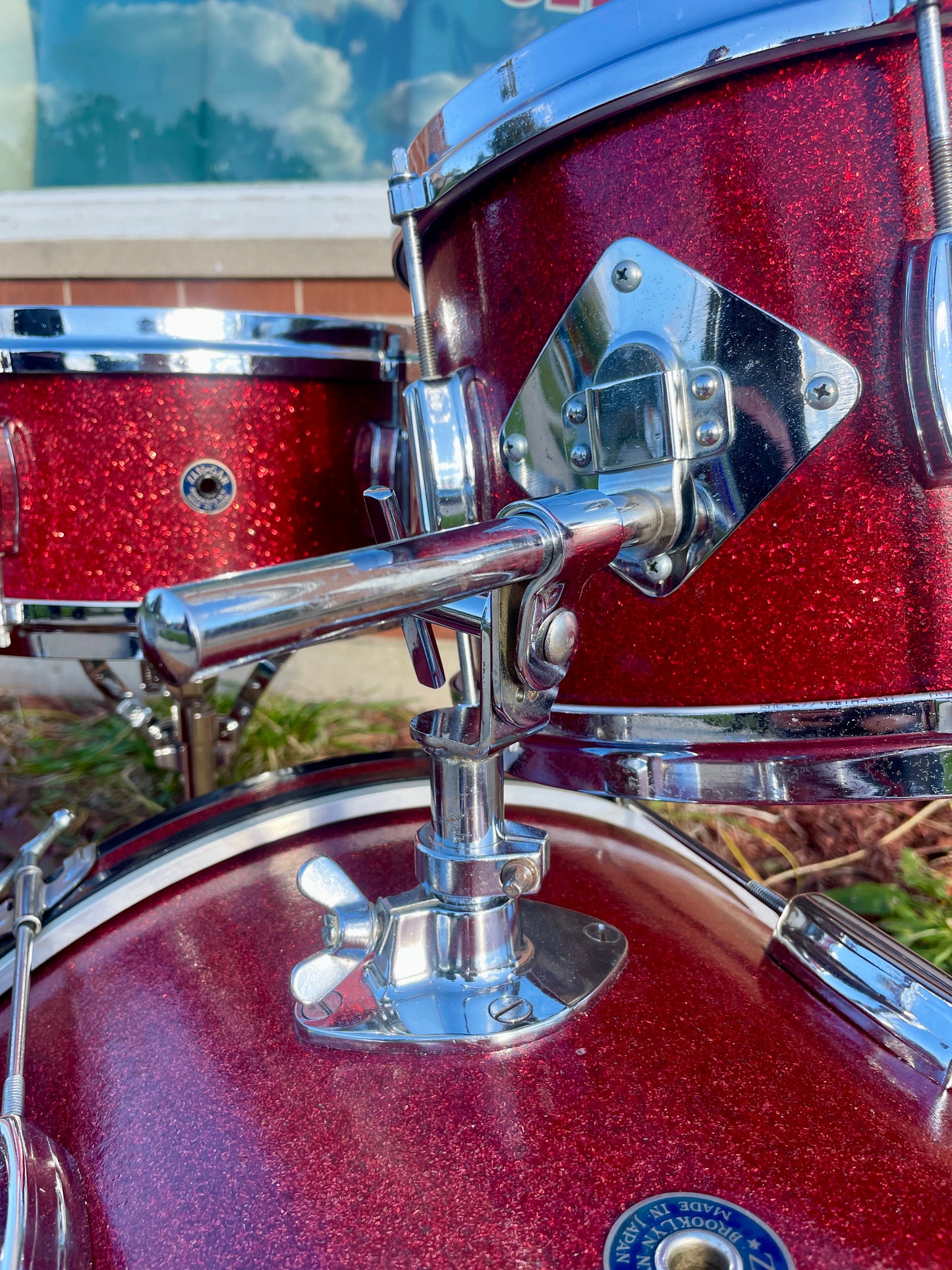1960s Zim-Gar Drum Set Red Sparkle 20/12/14 w/ 5.5x14 Snare MIJ Japan