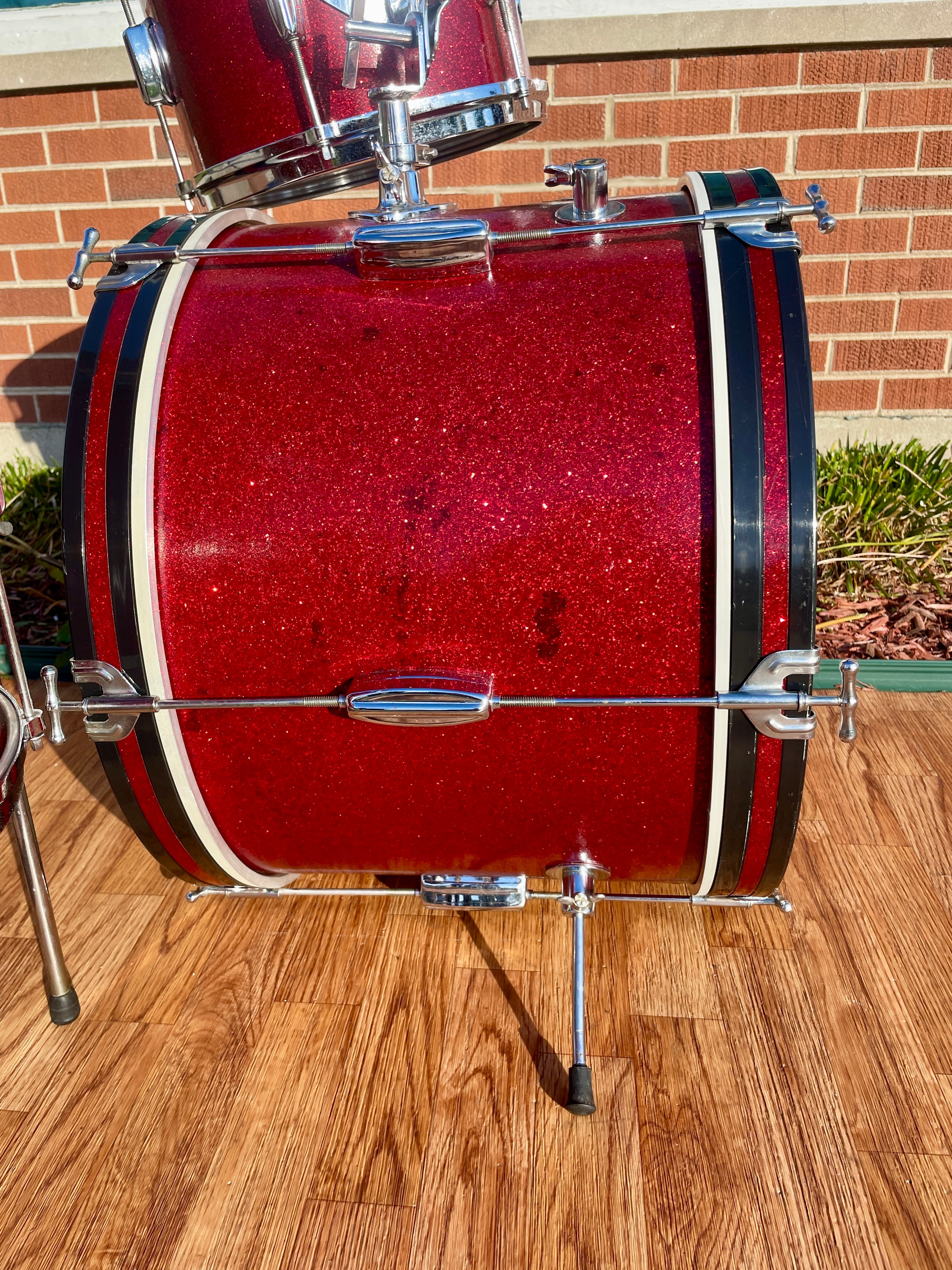 1960s Zim-Gar Drum Set Red Sparkle 20/12/14 w/ 5.5x14 Snare MIJ