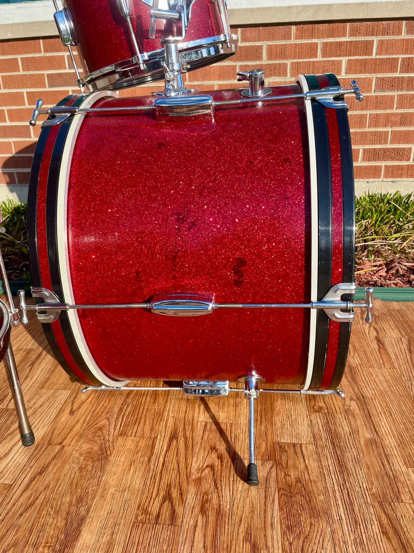 1960s Zim-Gar Drum Set Red Sparkle 20/12/14 w/ 5.5x14 Snare MIJ Japan