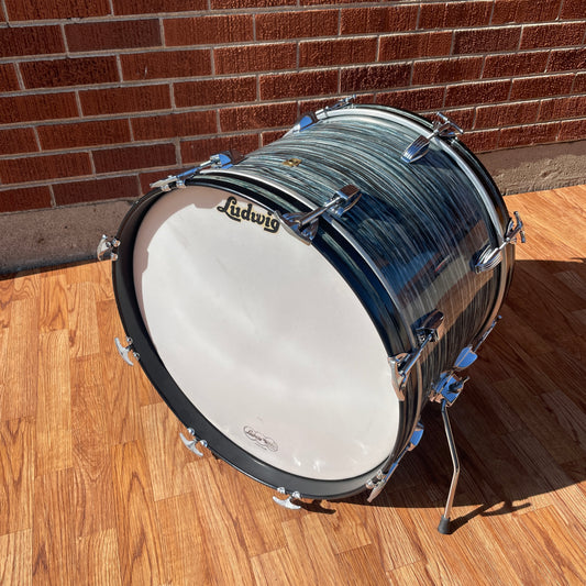 1960s Ludwig 14x20 Virgin Bass Drum Oyster Blue Pearl Rock Duo