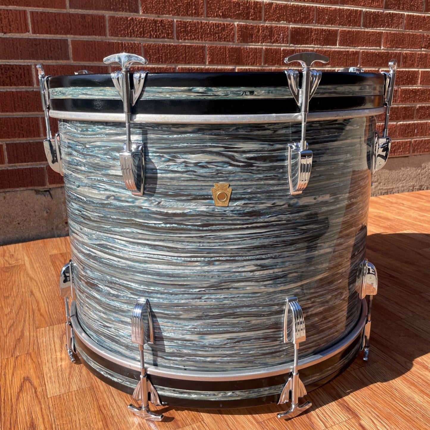 1960s Ludwig 14x20 Virgin Bass Drum Oyster Blue Pearl Rock Duo