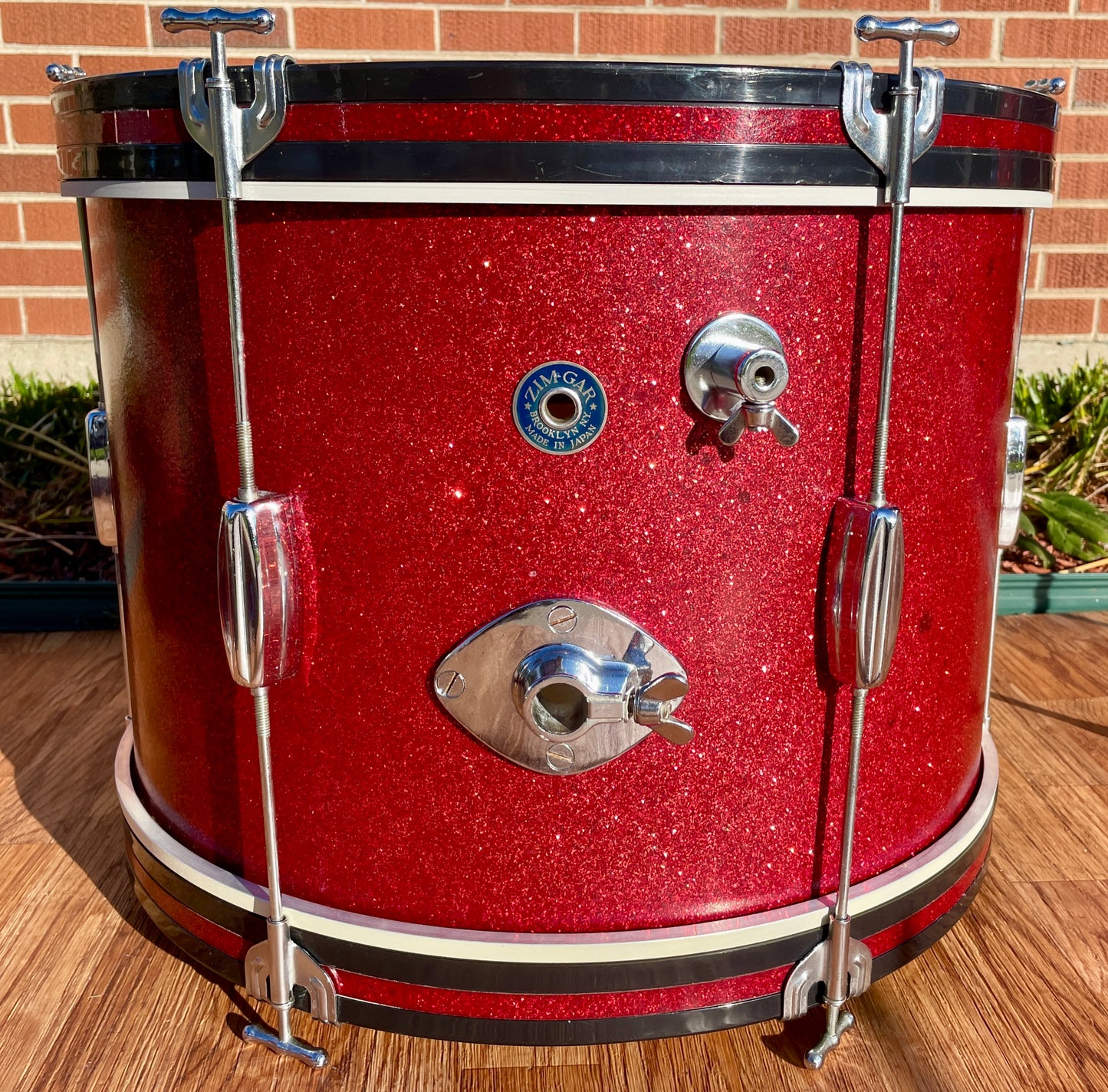 1960s Zim-Gar Drum Set Red Sparkle 20/12/14 w/ 5.5x14 Snare MIJ Japan