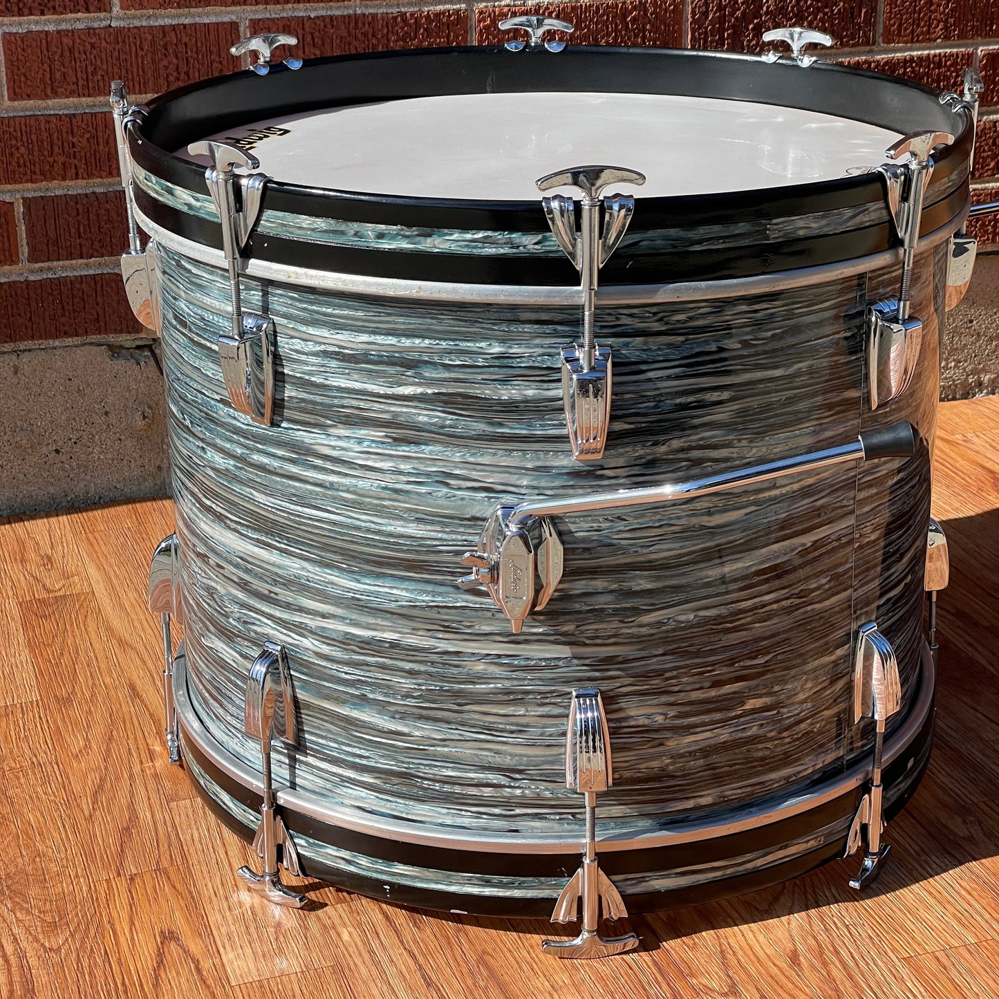 1960s Ludwig 14x20 Virgin Bass Drum Oyster Blue Pearl Rock Duo