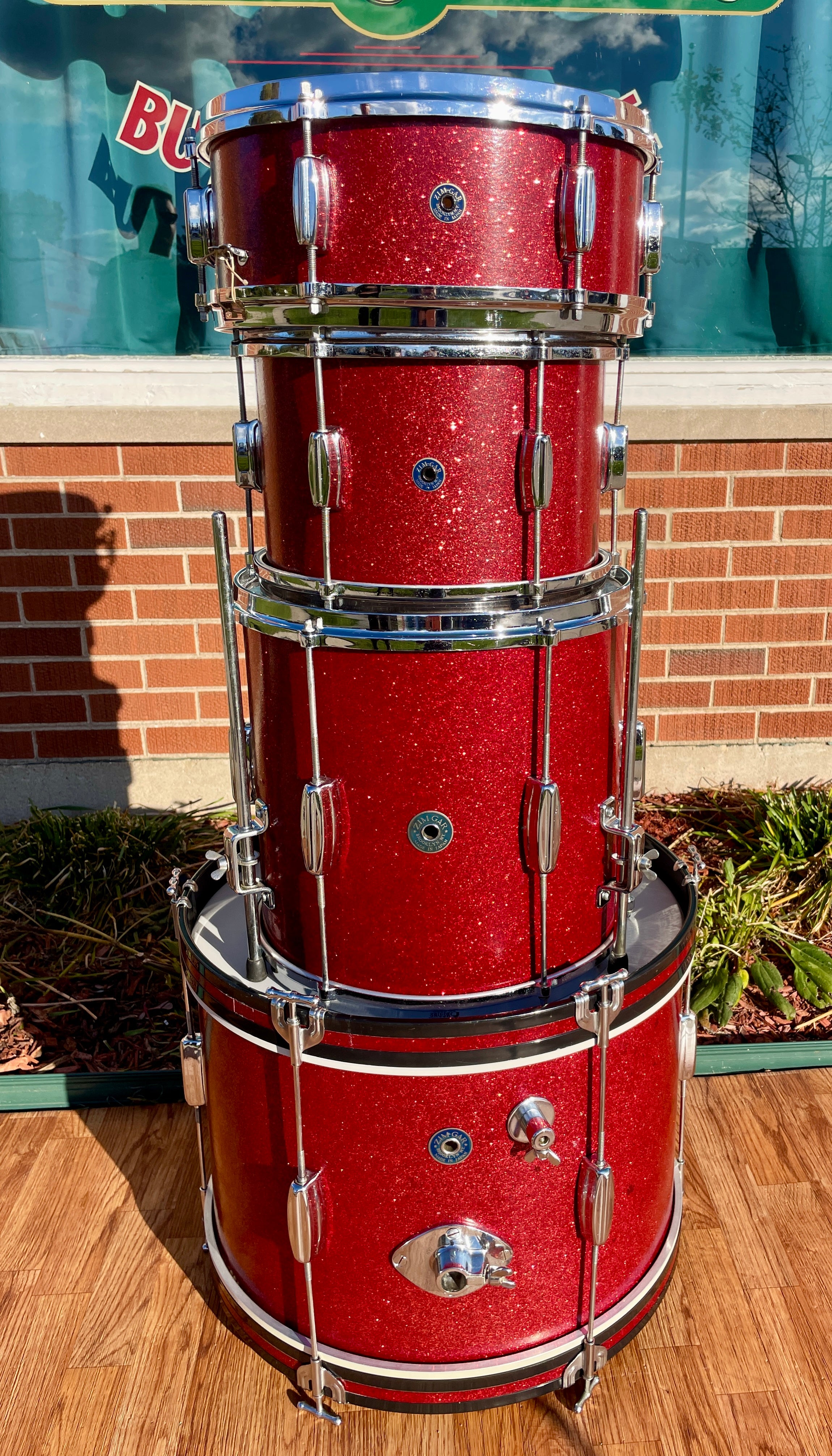 洋楽 THE DRUMS - ST 1960s Zim-Gar Drum Set Red Sparkle 20/12/14 w/ 5.5x14 Snare MIJ