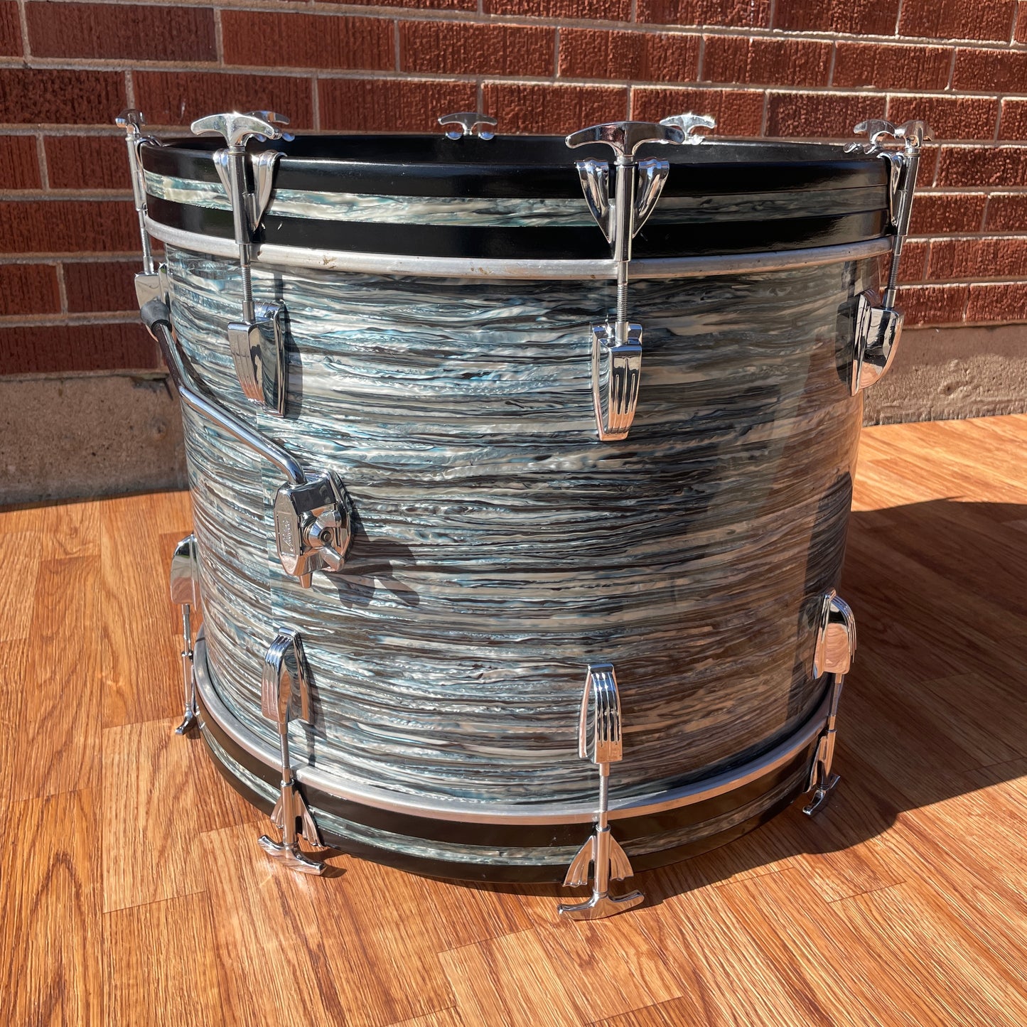 1960s Ludwig 14x20 Virgin Bass Drum Oyster Blue Pearl Rock Duo