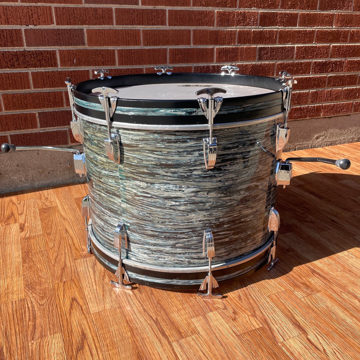 1960s Ludwig 14x20 Virgin Bass Drum Oyster Blue Pearl Rock Duo