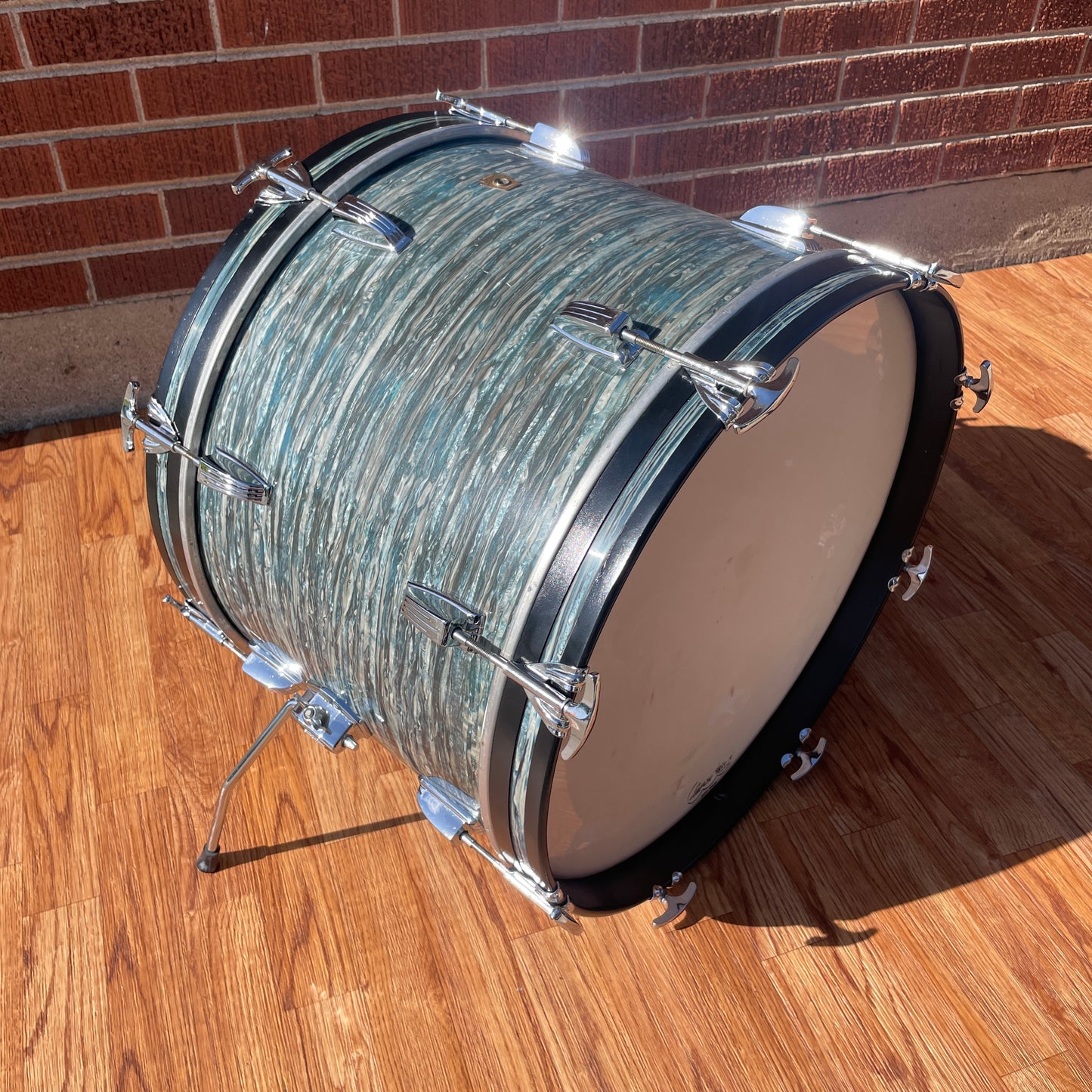 1960s Ludwig 14x20 Virgin Bass Drum Oyster Blue Pearl Rock Duo