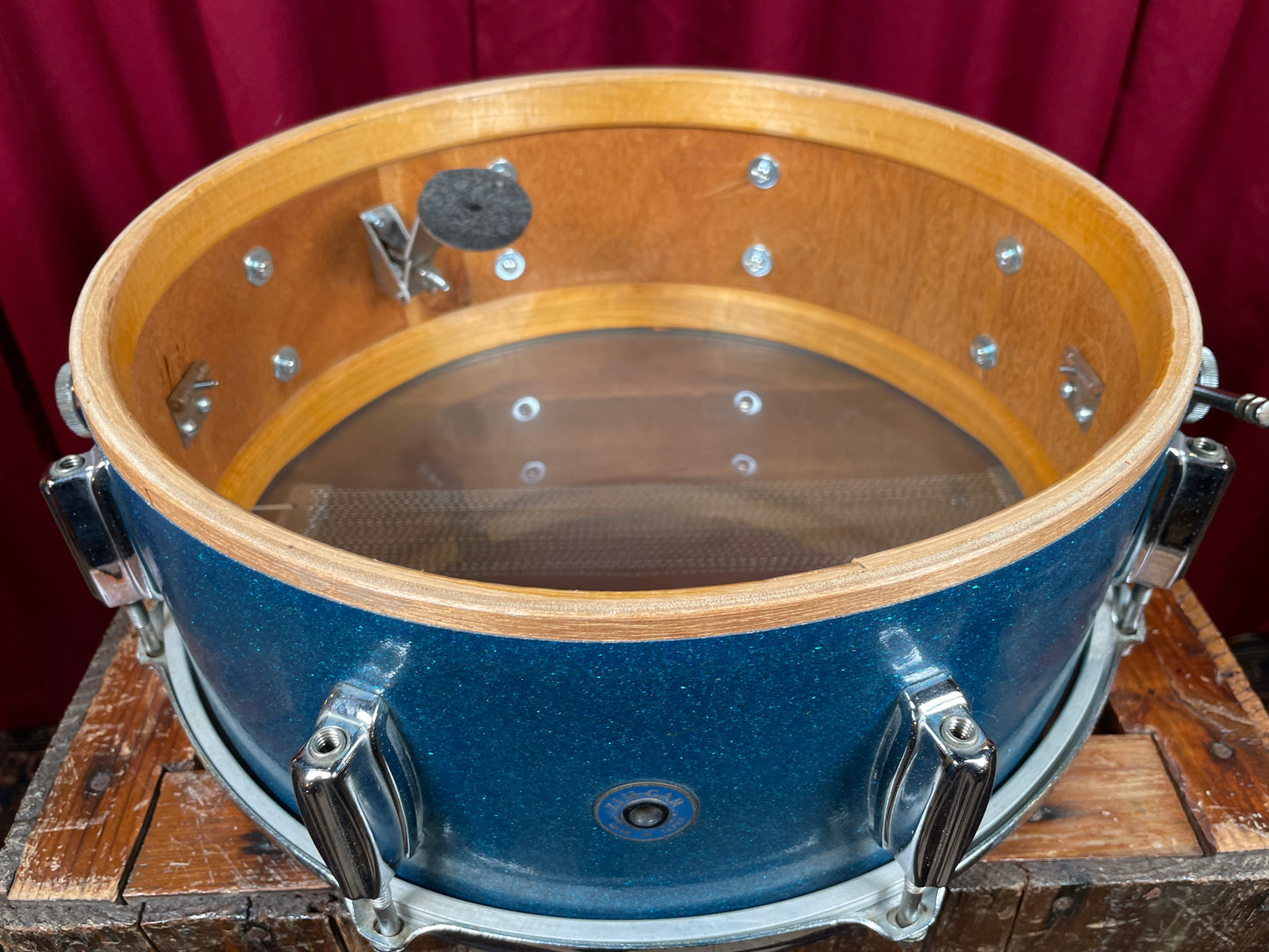 1960s Zim-Gar 5.5x14 Snare Drum Blue Sparkle MIJ Japan