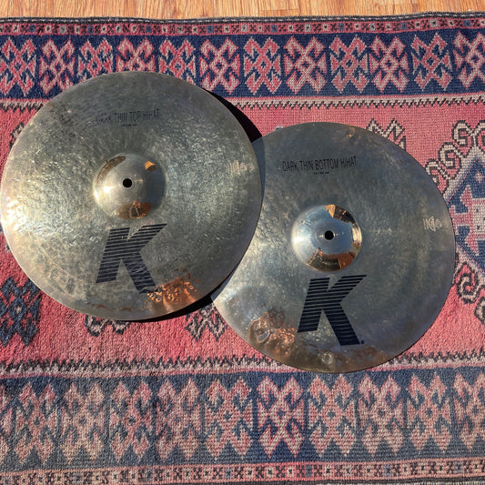 Rare No Longer Made 14" Zildjian K Dark Thin Hi-Hat Cymbal Pair 846g/970g *Video Demo*