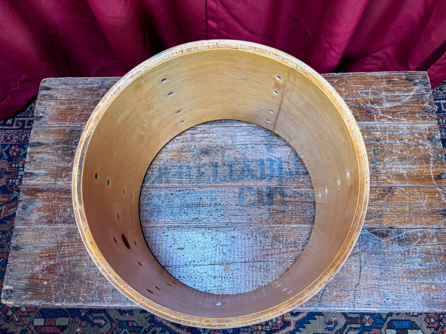 1970s Slingerland 9x13 Tom Drum Shell Single Natural 5-Ply