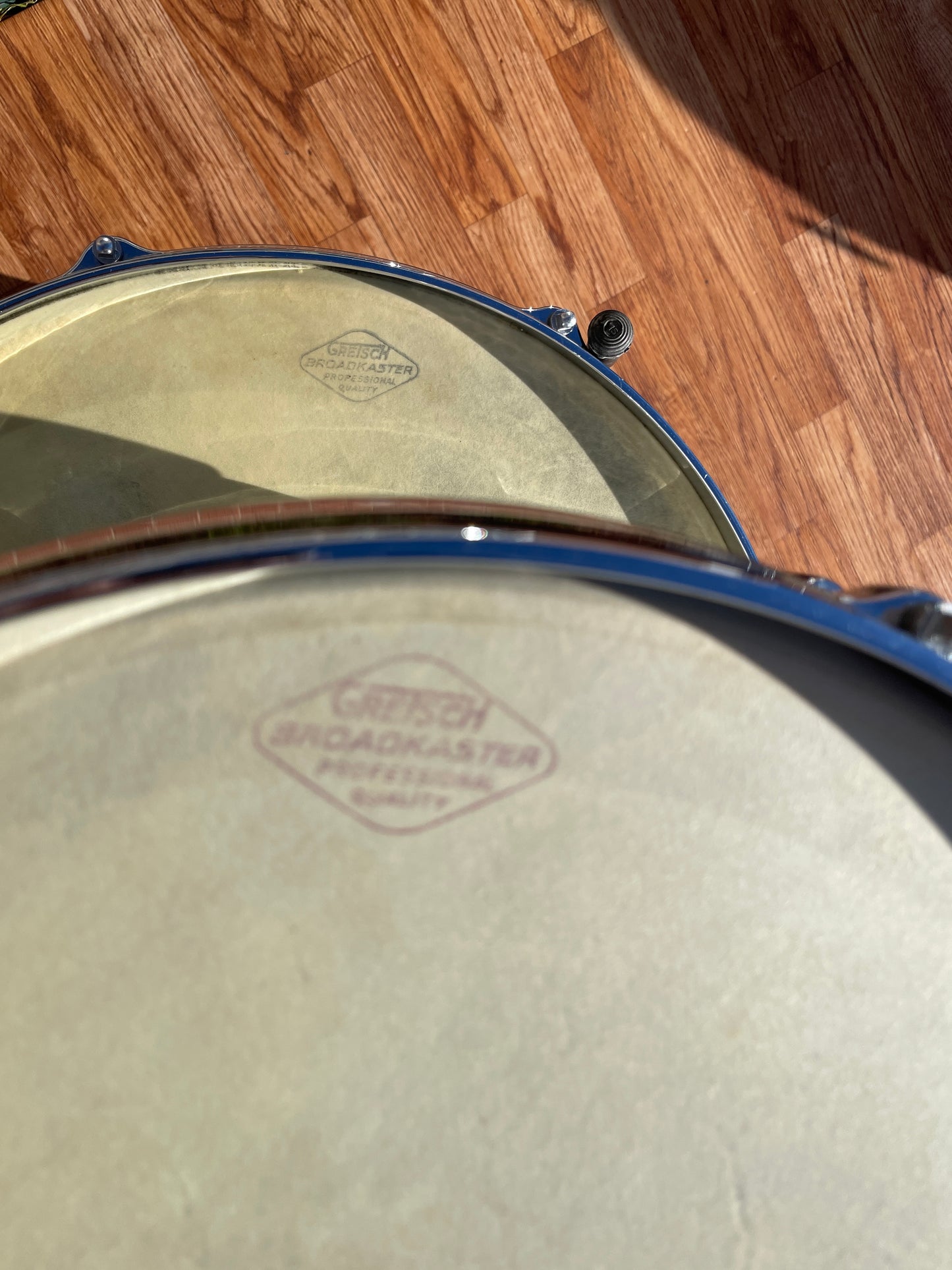 1950s Gretsch 6 ply Round Badge Name Band Outfit Drum Set White Marine Pearl 22/13/16 w/ 5.5x14 Snare