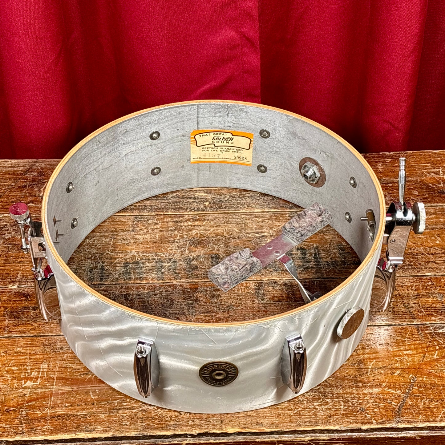 1960s Gretsch Name Band 5.5x14 Snare Silver (White) Satin Flame