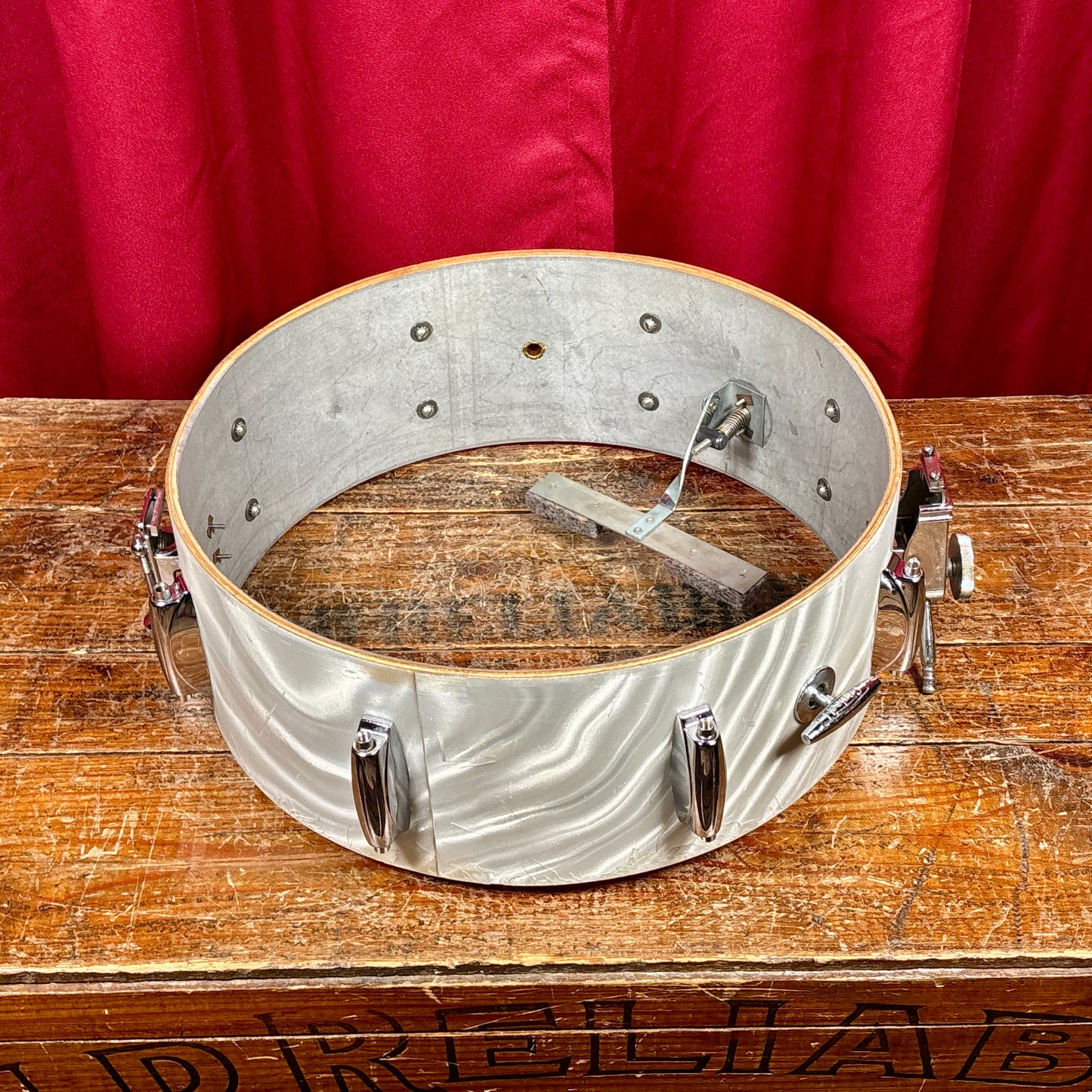 1960s Gretsch Name Band 5.5x14 Snare Silver (White) Satin Flame