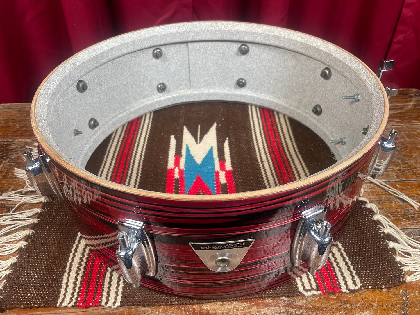 1970s Ludwig Standard 5x14 Snare Drum Ruby Red Strata