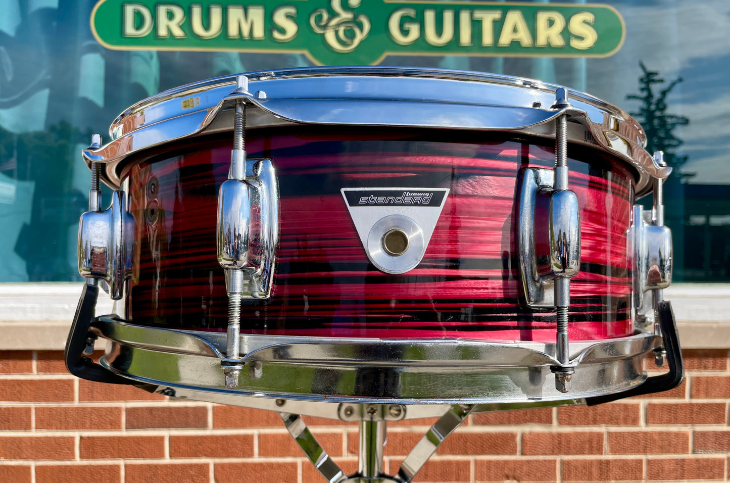 1970s Ludwig Standard 5x14 Snare Drum Ruby Red Strata