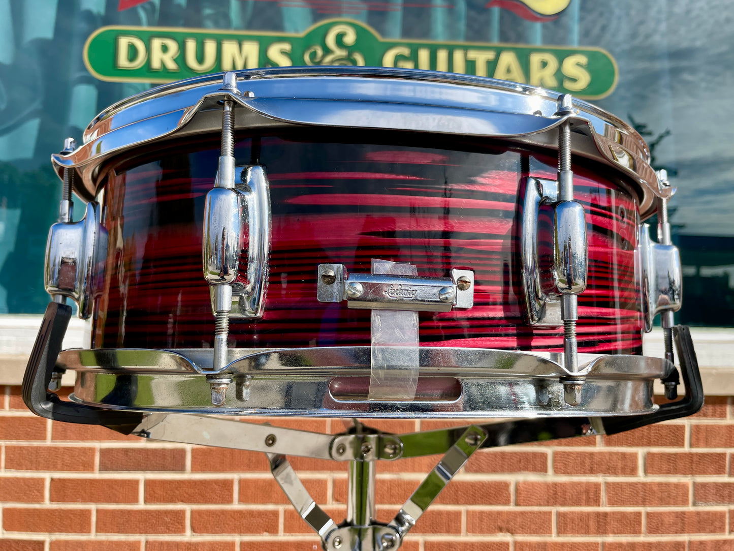 1970s Ludwig Standard 5x14 Snare Drum Ruby Red Strata