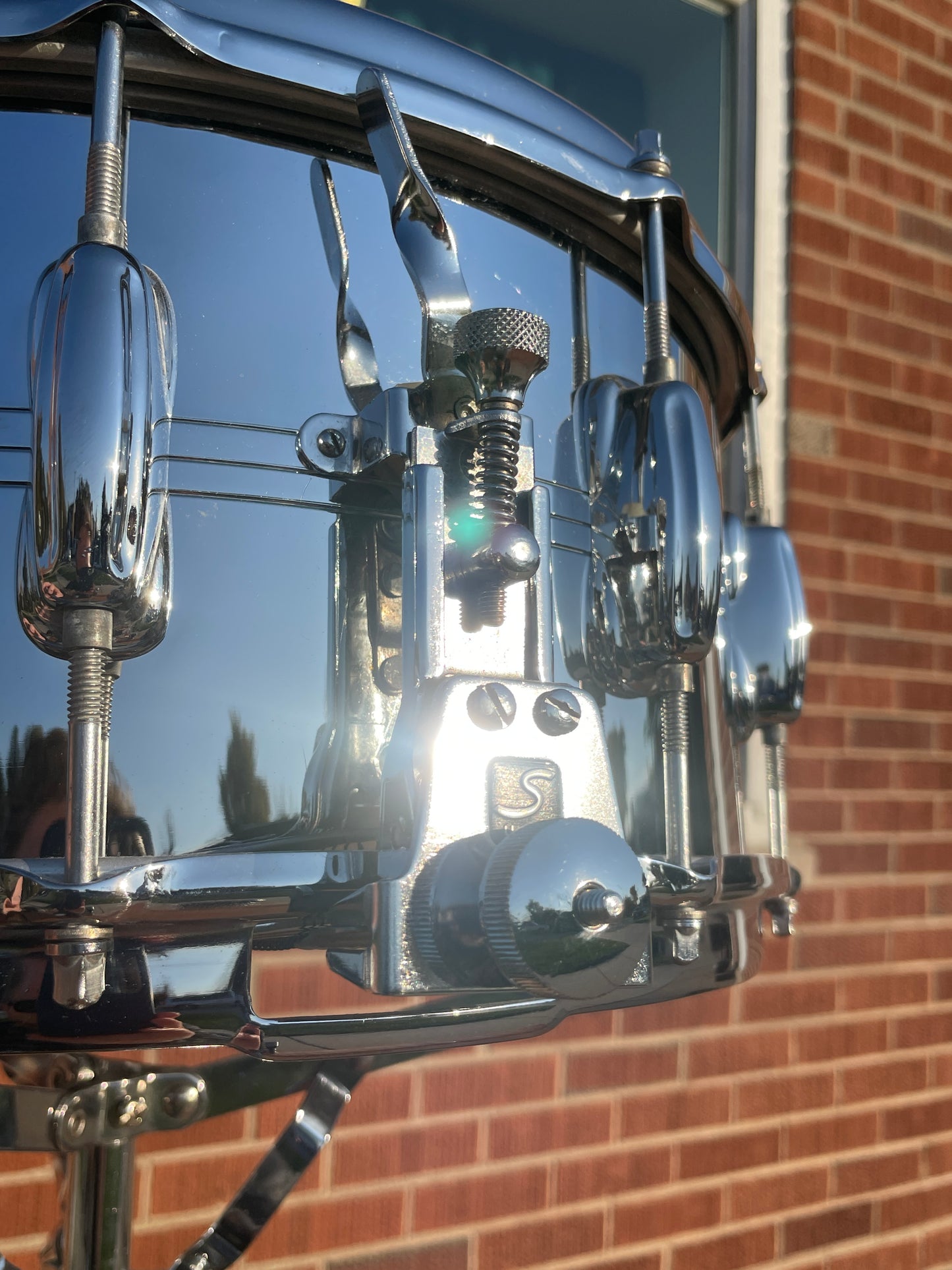 1970s Slingerland 6.5x14 Super Sound King No. 121 Snare Drum COB Chrome Over Brass