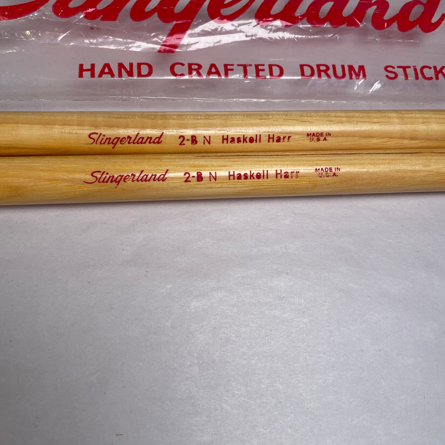 1970s Slingerland Haskell Harr 2BN Nylowood Nylon Tip Drum Sticks w/ Original Bag NOS