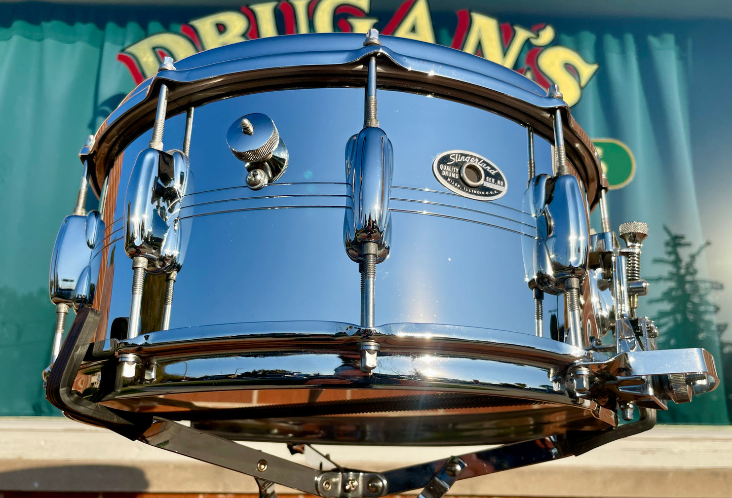 1970s Slingerland 6.5x14 Super Sound King No. 121 Snare Drum COB Chrome Over Brass