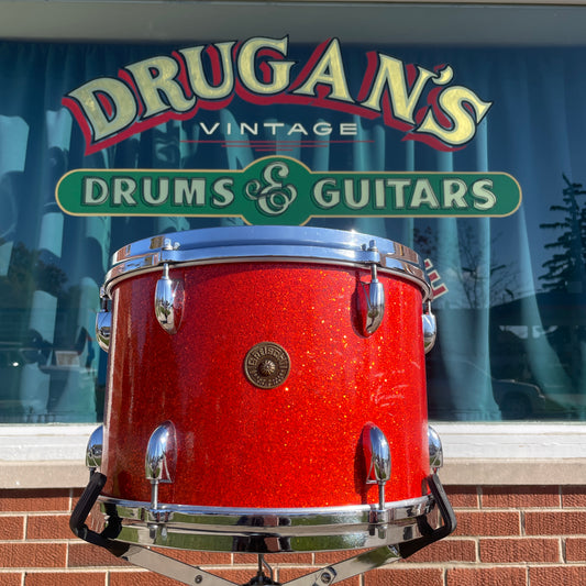 1960s Gretsch 9x13 Tom Single Drum Round Badge 6-Ply Tangerine Sparkle