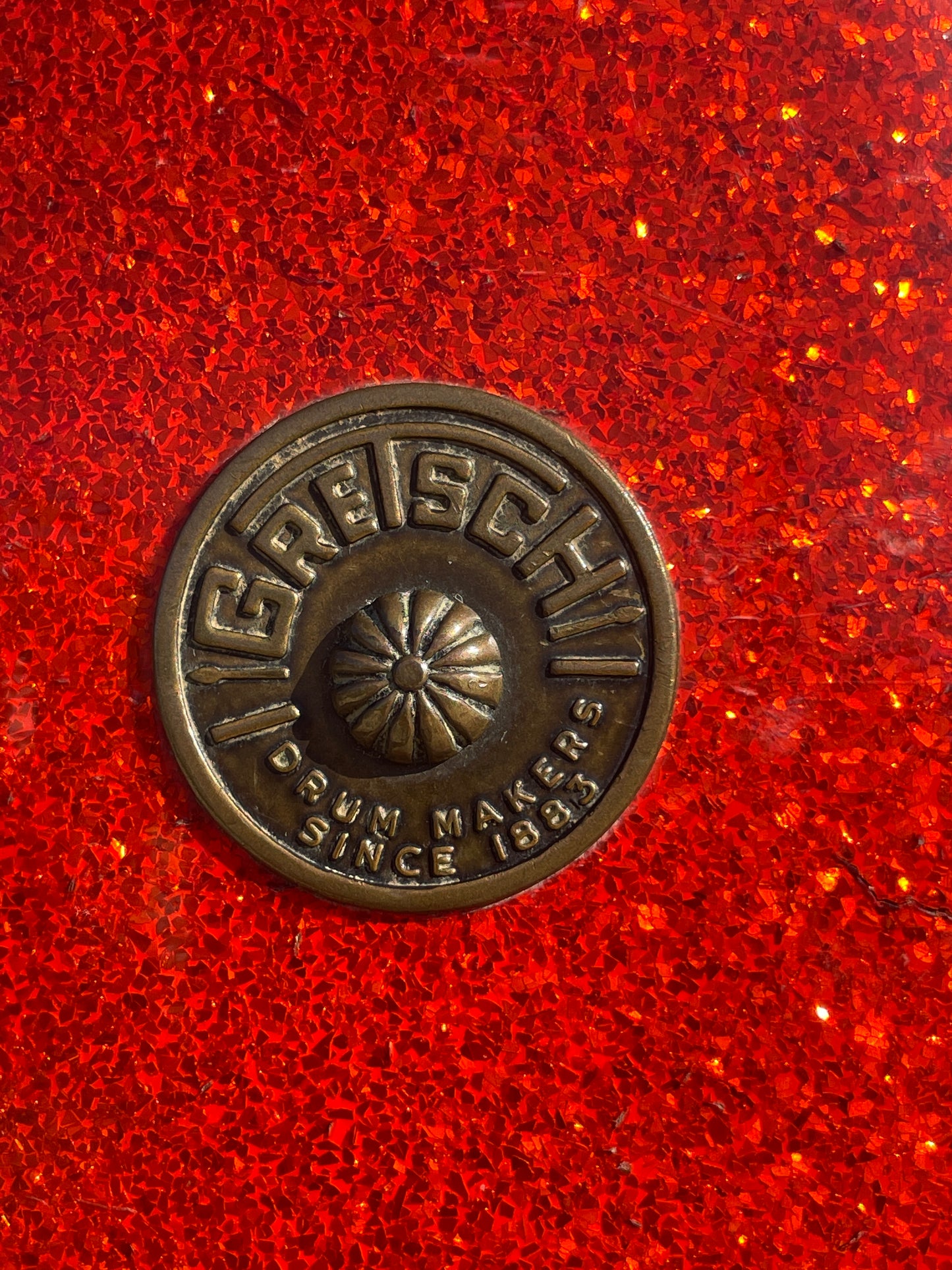 1960s Gretsch 9x13 Tom Single Drum Round Badge 6-Ply Tangerine Sparkle