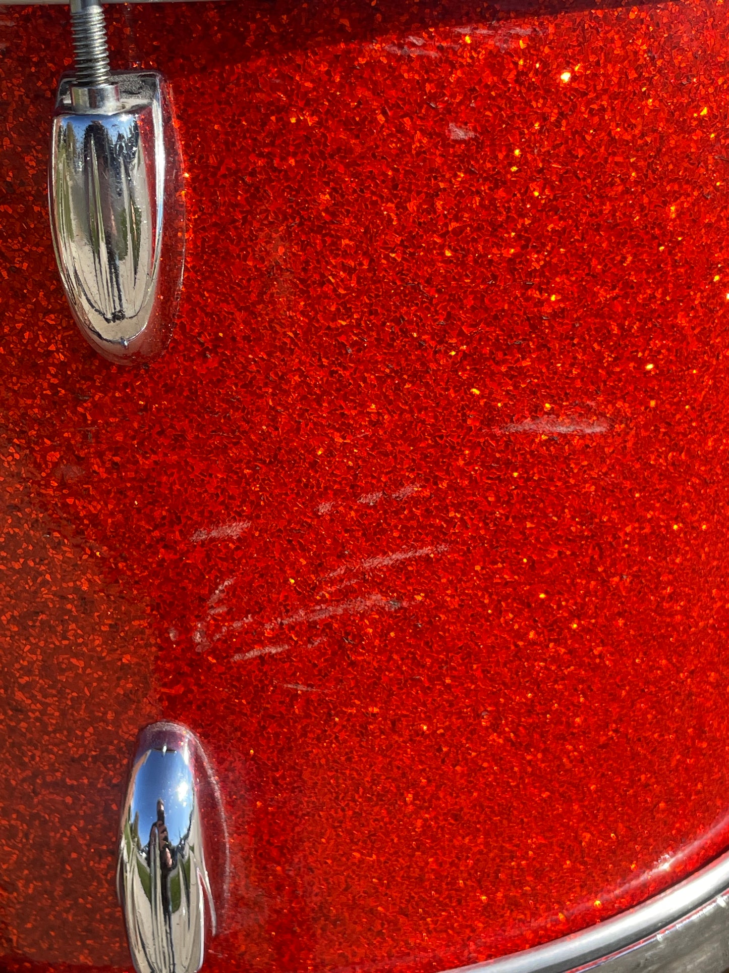 1960s Gretsch 9x13 Tom Single Drum Round Badge 6-Ply Tangerine Sparkle