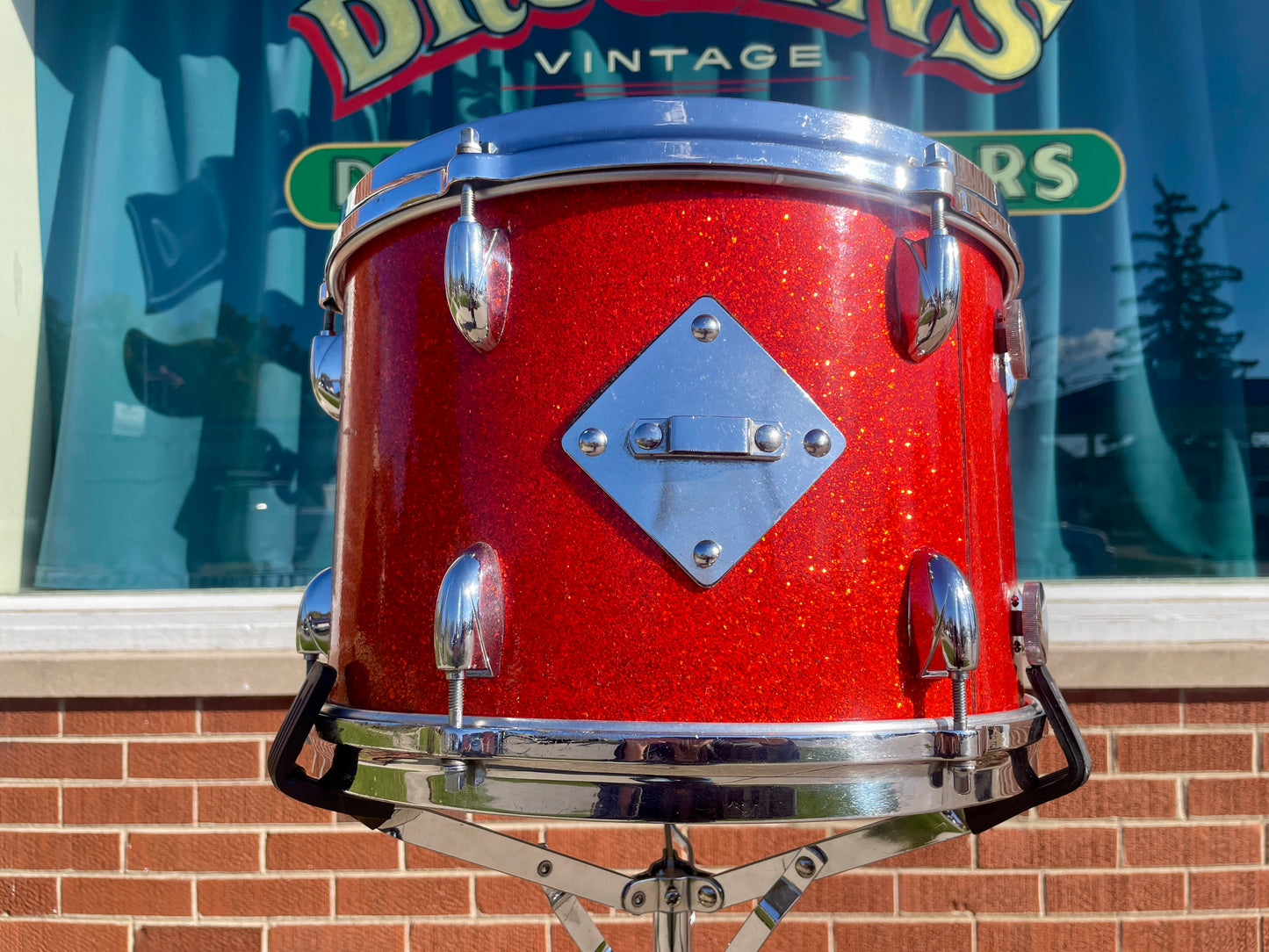 1960s Gretsch 9x13 Tom Single Drum Round Badge 6-Ply Tangerine Sparkle