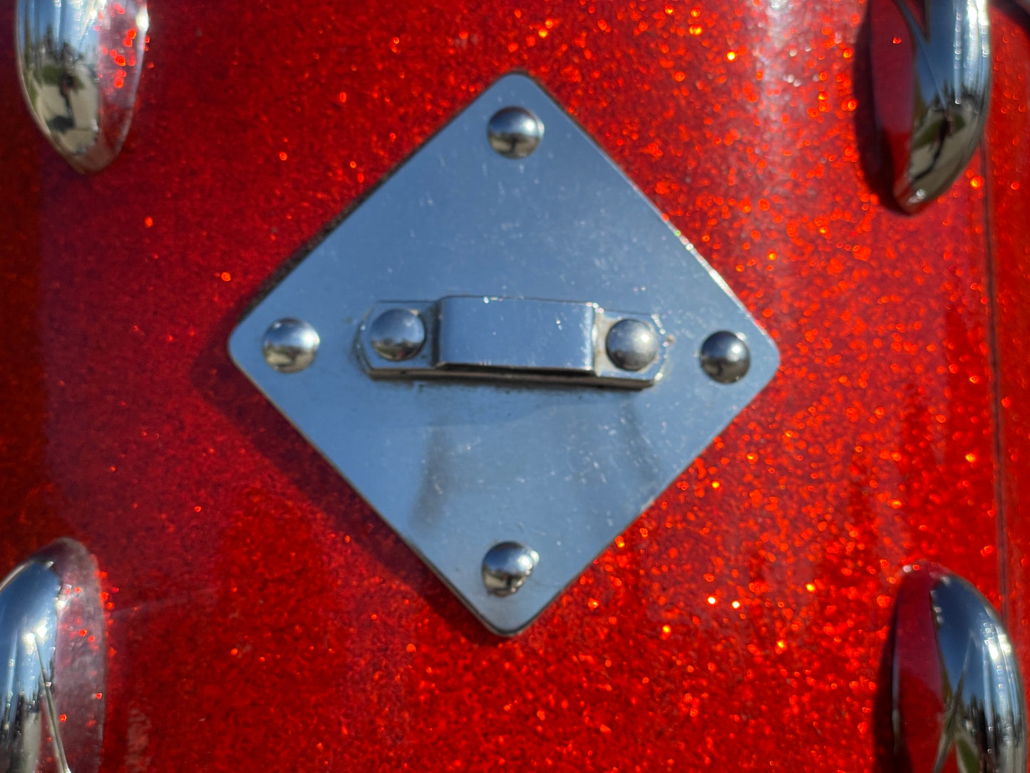 1960s Gretsch 9x13 Tom Single Drum Round Badge 6-Ply Tangerine Sparkle