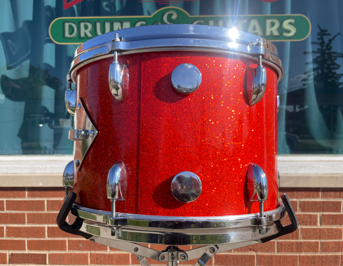 1960s Gretsch 9x13 Tom Single Drum Round Badge 6-Ply Tangerine Sparkle
