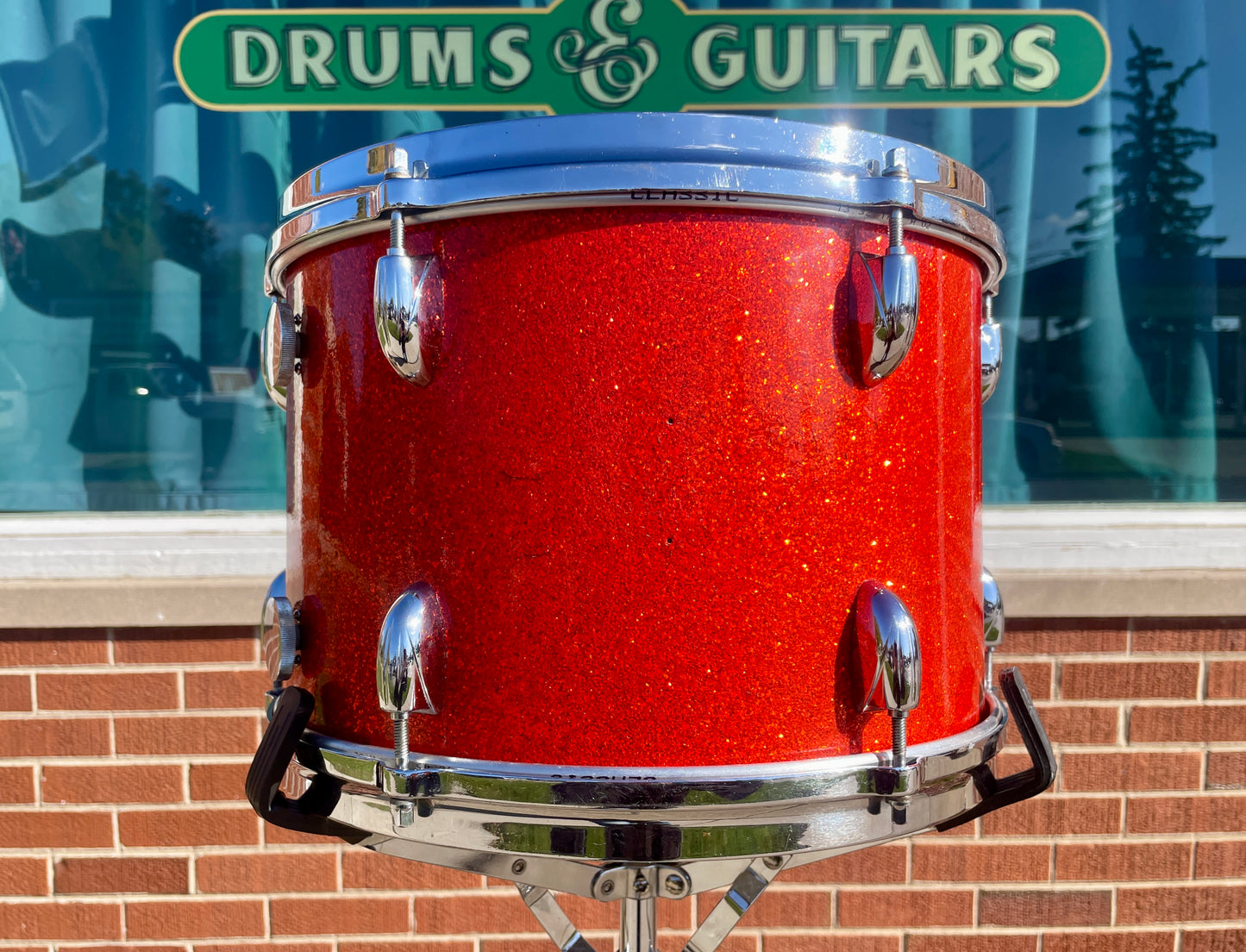 1960s Gretsch 9x13 Tom Single Drum Round Badge 6-Ply Tangerine Sparkle