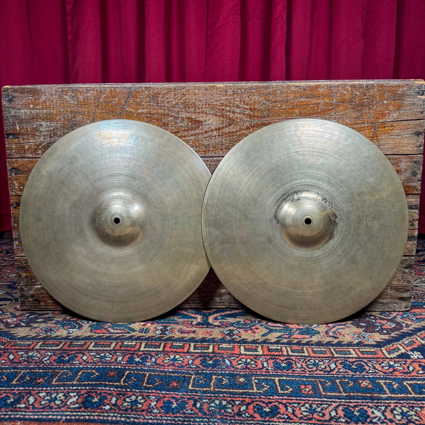 15" Zildjian A 1940s-1950s Trans Stamp Hi-Hat Cymbal Pair 1374g/1430g *Video Demo*