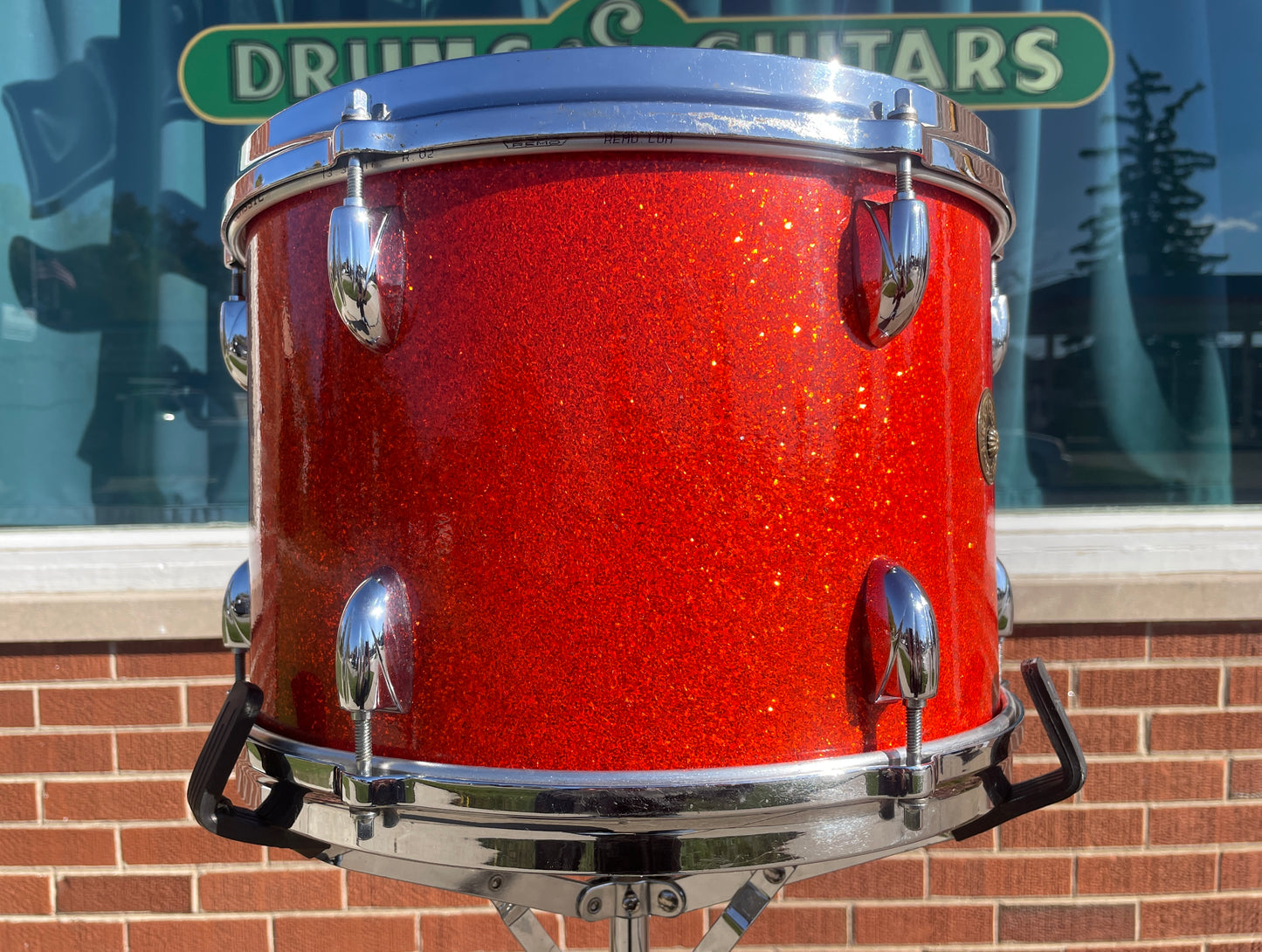 1960s Gretsch 9x13 Tom Single Drum Round Badge 6-Ply Tangerine Sparkle