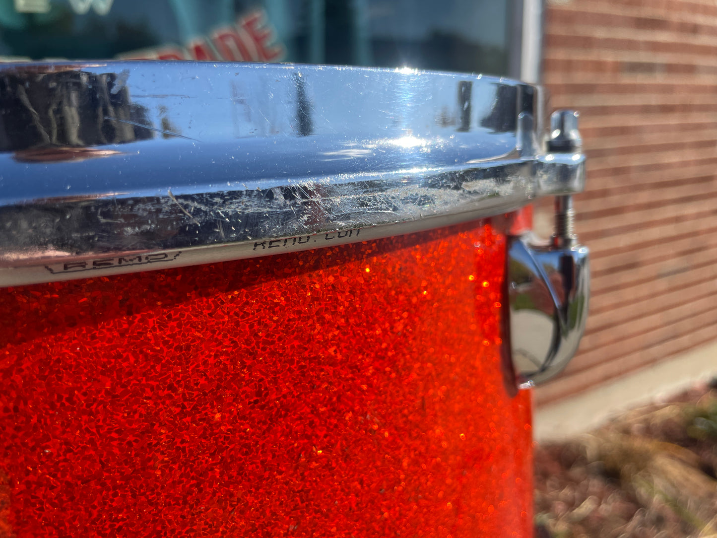 1960s Gretsch 9x13 Tom Single Drum Round Badge 6-Ply Tangerine Sparkle