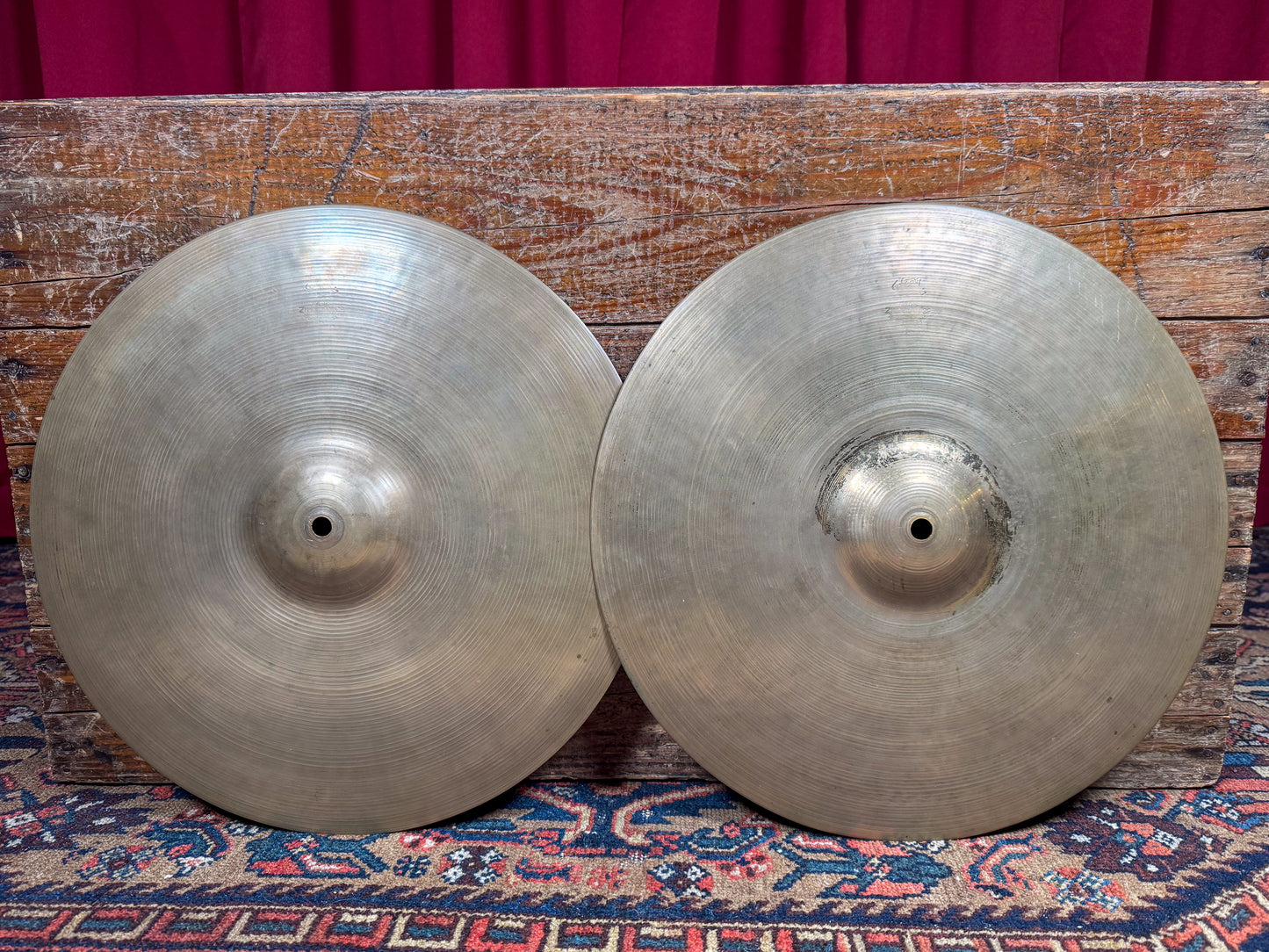 15" Zildjian A 1940s-1950s Trans Stamp Hi-Hat Cymbal Pair 1374g/1430g *Video Demo*