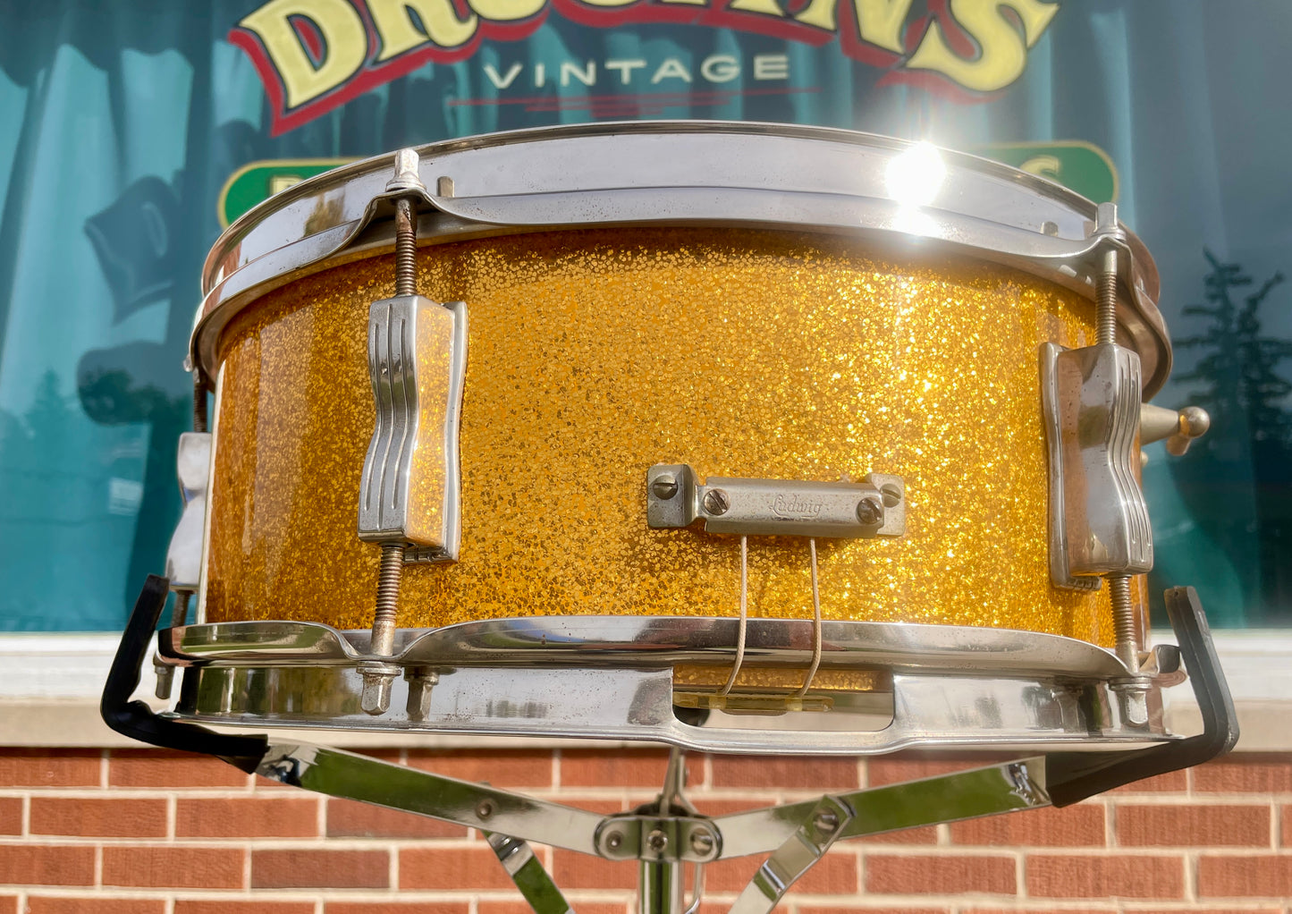 1963 Ludwig 5x14 Pioneer No. 491 Snare Drum Gold Sparkle