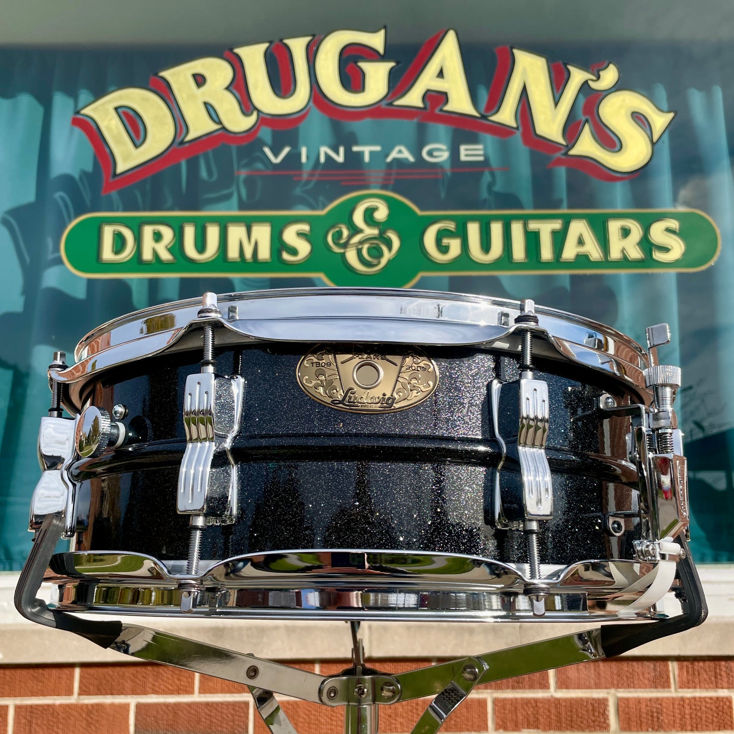 Ludwig 5x14 NOS 100th Anniversary Black Galaxy Acrolite Snare Drum Blackrolite