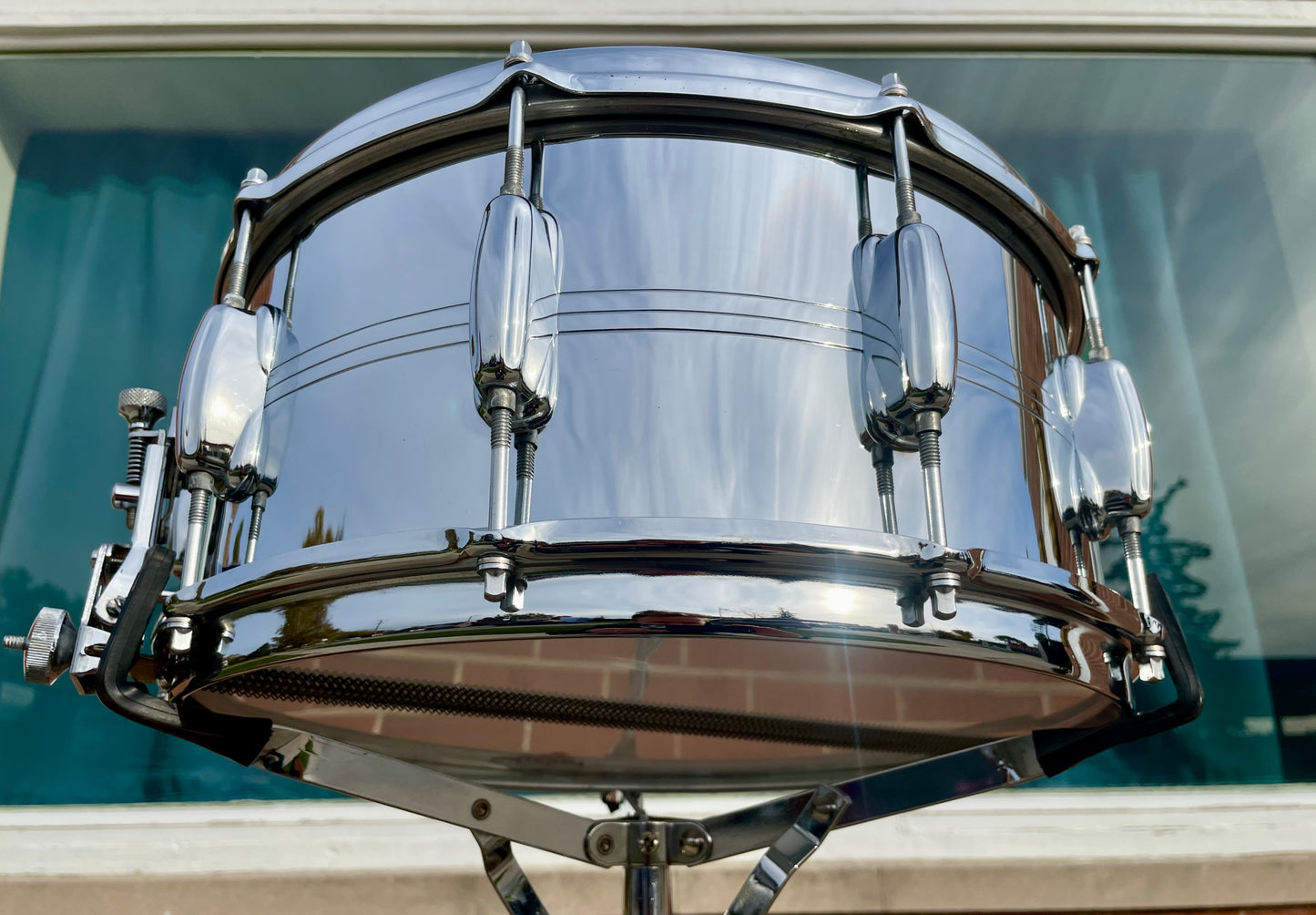 1970s Slingerland 6.5x14 Super Sound King No. 121 Snare Drum COB Chrome Over Brass