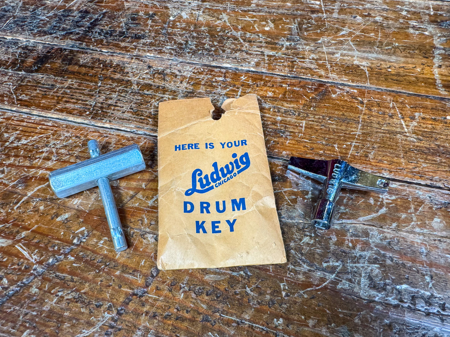 Vintage Ludwig Drum Tuning Key and Rail Consolette Hex Wrench Set