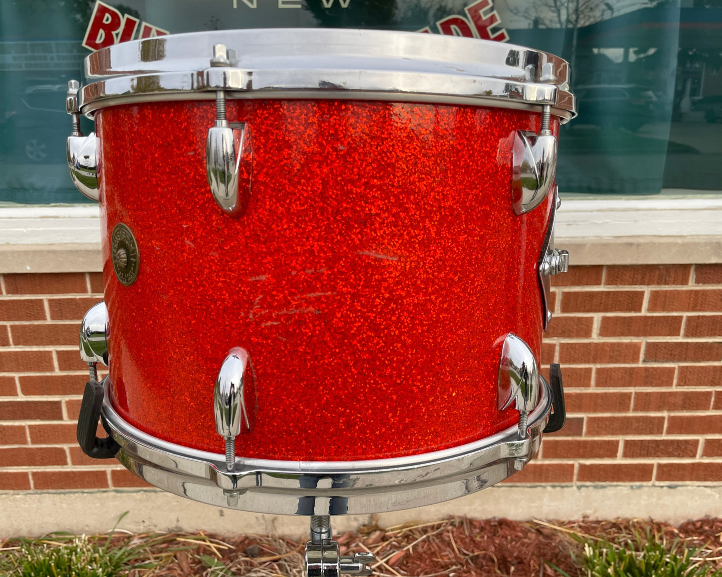 1960s Gretsch 9x13 Tom Single Drum Round Badge 6-Ply Tangerine Sparkle