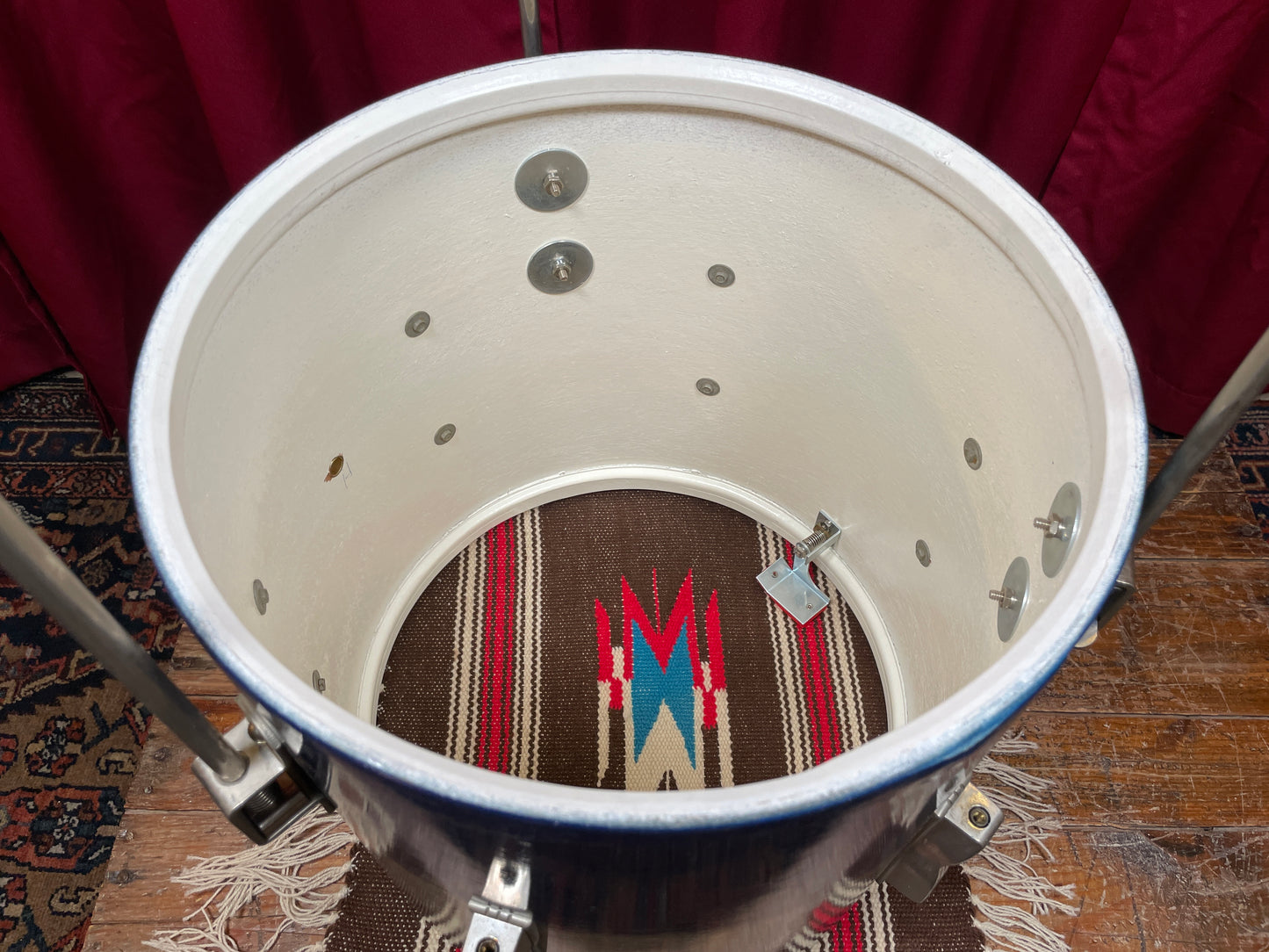 1960s Ludwig 14x14 Floor Tom Drum Silver/Blue Duco