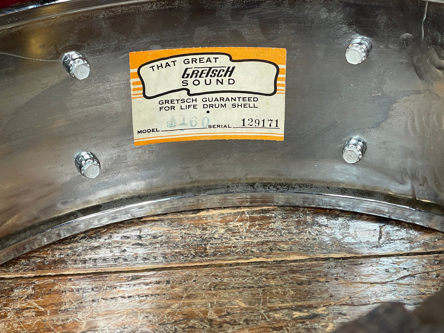 1970s Gretsch No. 4160 Chrome Over Brass 5x14 Snare Drum