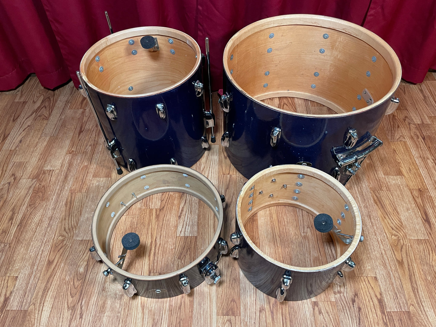 1963 Slingerland Modern Jazz Outfit Drum Set Blue Glass Glitter Sparkle 20/12/14/5.5x14 Bop