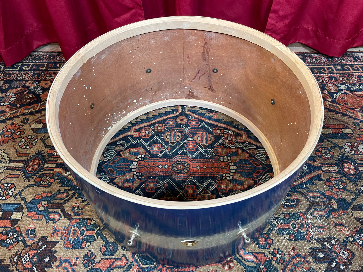 1958-60 Ludwig Trans Badge 12x20 Bass Drum Blue/Silver Duco