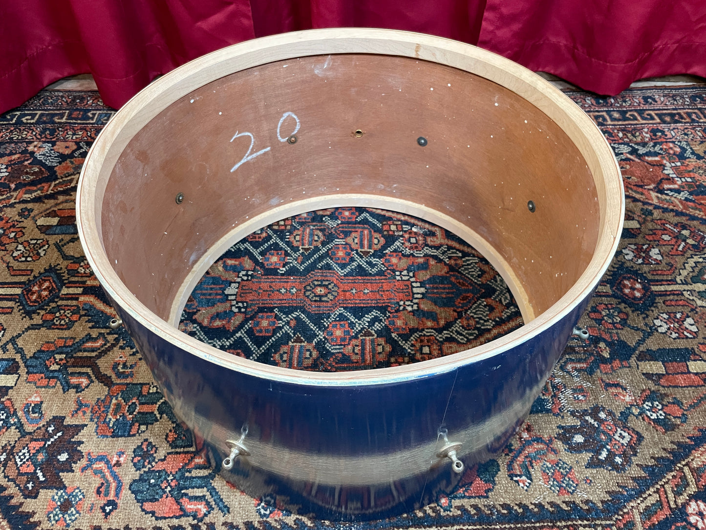 1958-60 Ludwig Trans Badge 12x20 Bass Drum Blue/Silver Duco