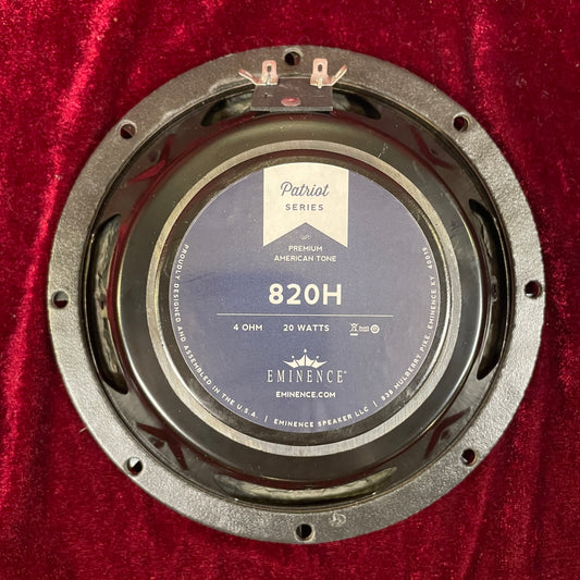 Eminence 8" 20W 820H Patriot Series Guitar Speaker Hemp Cone 4 Ohm