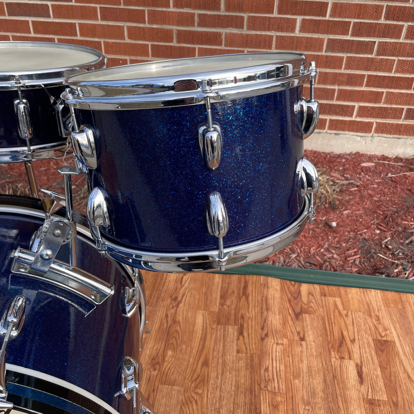 1963 Slingerland Modern Jazz Outfit Drum Set Blue Glass Glitter Sparkle 20/12/14/5.5x14 Bop
