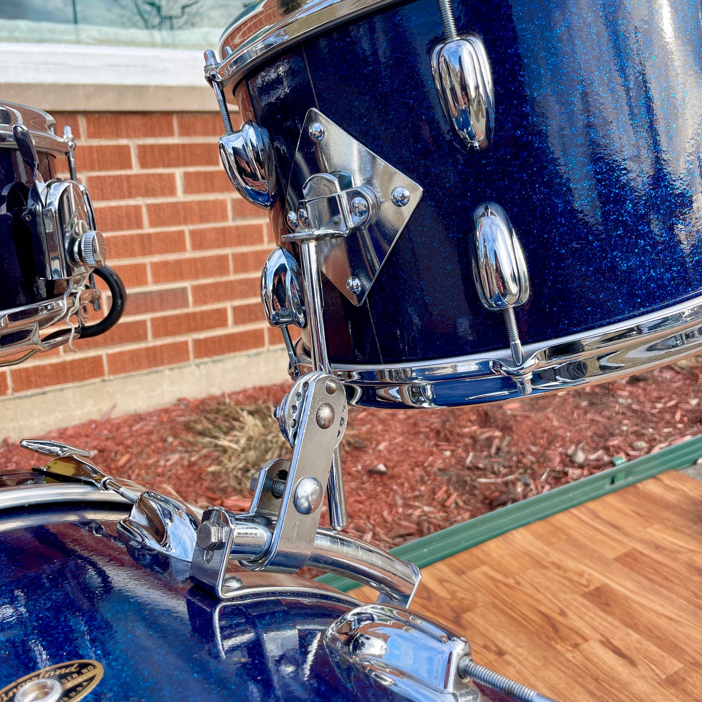 1963 Slingerland Modern Jazz Outfit Drum Set Blue Glass Glitter Sparkle 20/12/14/5.5x14 Bop