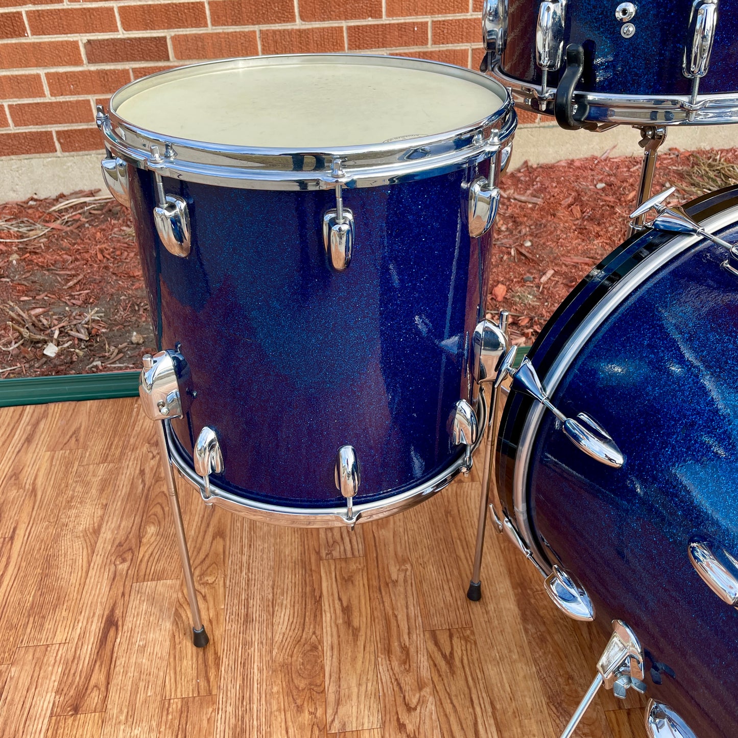 1963 Slingerland Modern Jazz Outfit Drum Set Blue Glass Glitter Sparkle 20/12/14/5.5x14 Bop