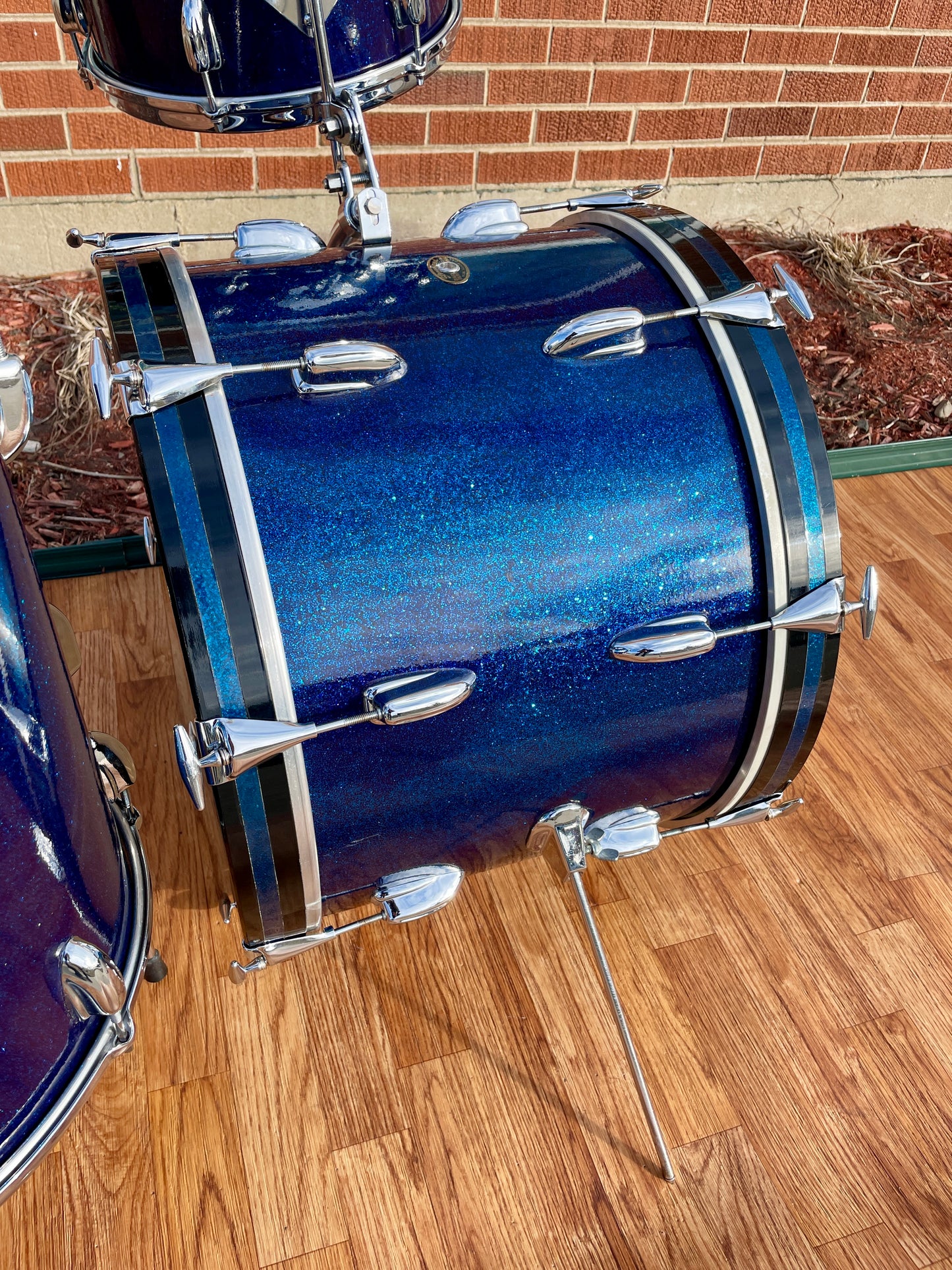1963 Slingerland Modern Jazz Outfit Drum Set Blue Glass Glitter Sparkle 20/12/14/5.5x14 Bop