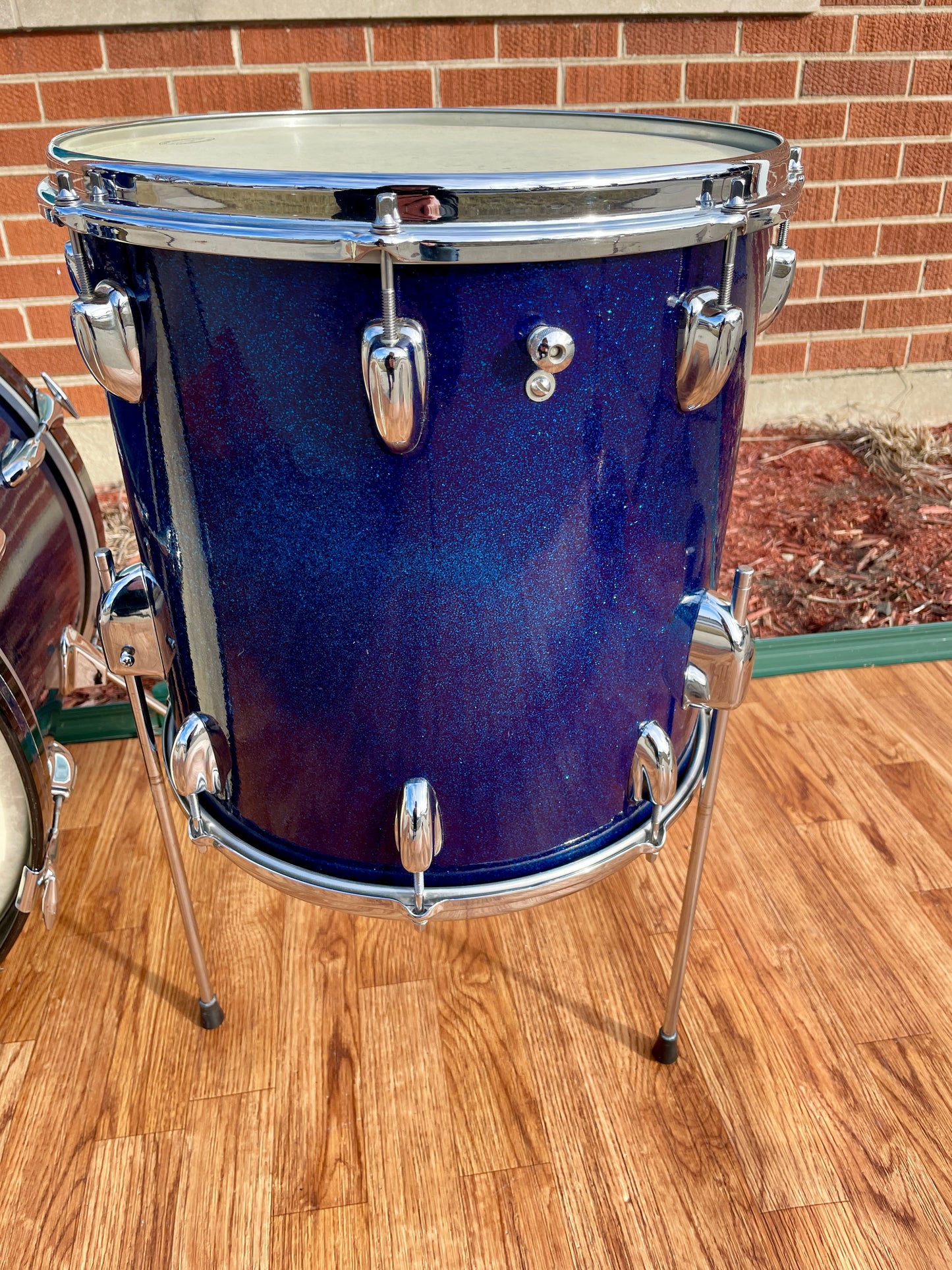 1963 Slingerland Modern Jazz Outfit Drum Set Blue Glass Glitter Sparkle 20/12/14/5.5x14 Bop